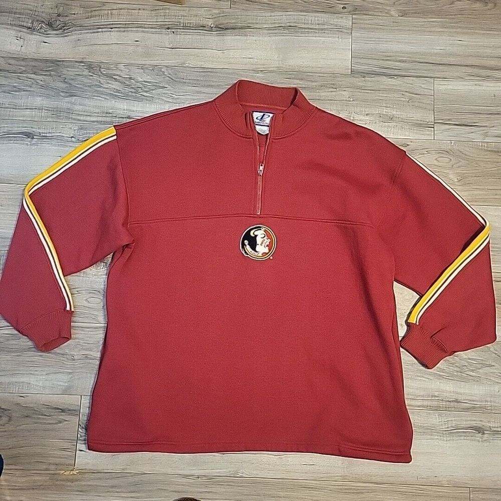 VTG LOGO‎ Florida State Seminoles Fleece Quarter Zip Pullover Mens XXL Red FSU